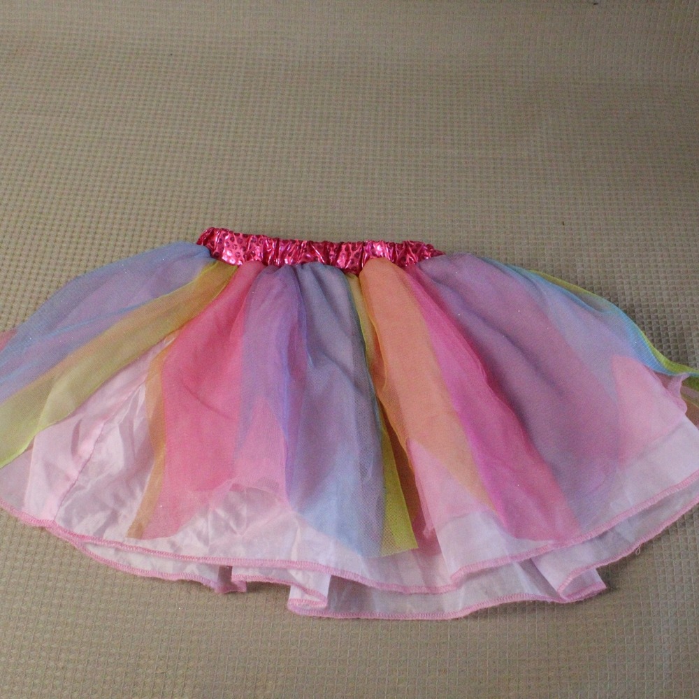 Rainbow Tulle Tutu Skirt Ages 3+ Pink Blue Yellow Fairycore Costume Whimsical